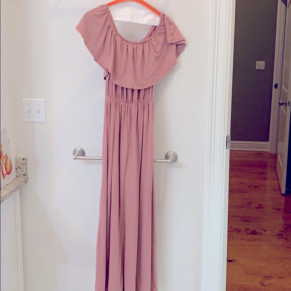 **LAST CHANCE!! Entro Dusty Pink Off the Shoulder Maxi Dress